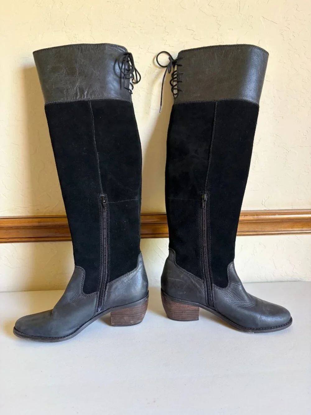 Lucky Brand 7M Komah Over the Knee Black Suede Leather Tall Boots